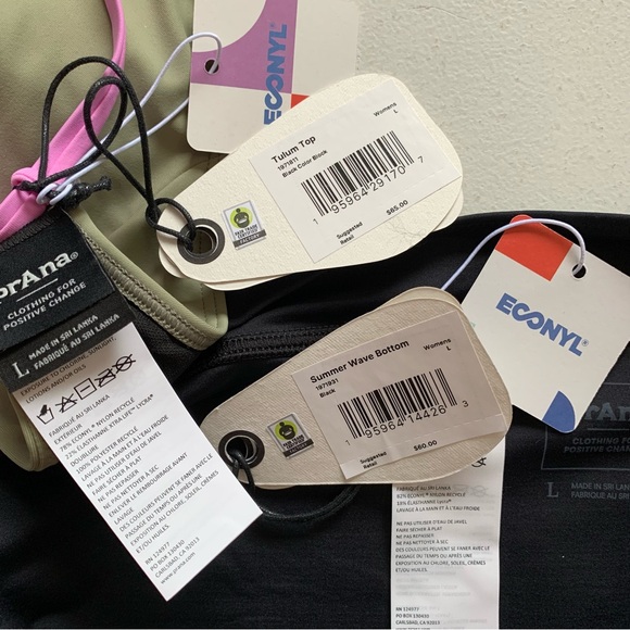 Prana Large Bikini Set Color Block Tulum Top + Black Summer Wave Bottom NWT - Picture 15 of 15